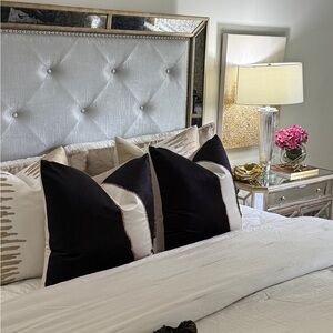 Elegant Decorative Pillow Black and Beige  22”x22”